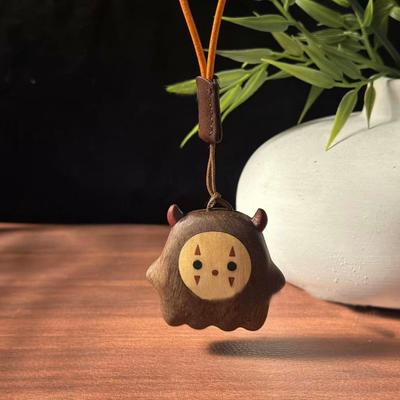 Miniature Wooden Little Devil Refrigerator Magnet Ornament Cowhide Rope Keychain DIY Pendant Home Decor Funny Gifts Customized