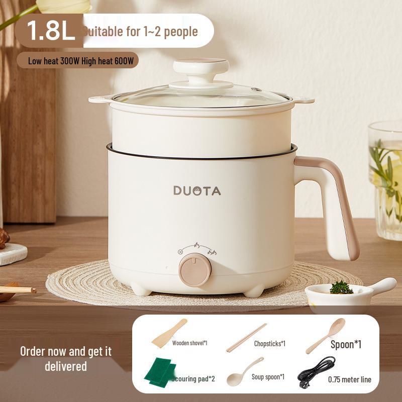 Multi-Functional Electric Cooker and Steamer for Dorms - Compact One-Person Hot Pot for Instant Noodles and More