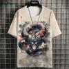 Japanisches Ukiyo-E T-Shirt Herren Tierdruck Grafik T-Shirts Vintage Herrenbekleidung Rundhals Kurzarm Tee Harajuku T-Shirt