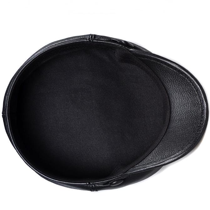 Cappello da Capitano da Motociclista in Vera Pelle da Uomo - Berretto Rock Navy per Autunno/Inverno