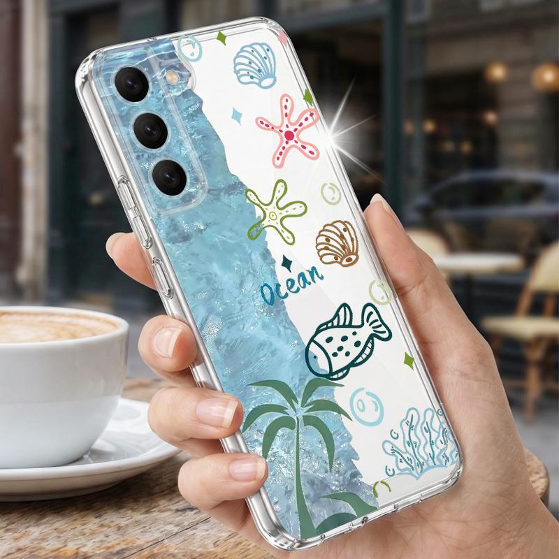 Starry Sea Dolphin Adventure Phone Case For Samsung S26 S25 Ultra S24 Plus S22 S23 S21 FE A54 A15 A35 A55 A16 A36 A56 A17 A37 A57 5G Clear Soft Cover