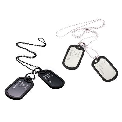 Men's Interesting 2 Dog Tags Chain Pendant Necklace
