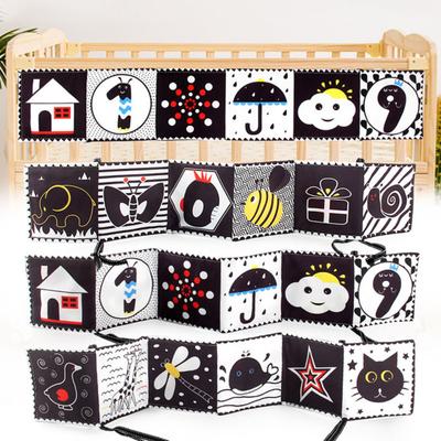 BB Sound Libro in stoffa con lacci bifacciali, colore bianco e nero, per neonati, con motivo a lettere e meteo, regalo per baby shower