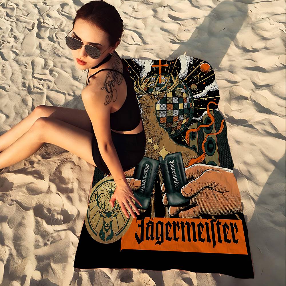 J-Jagermeister Anime Microfiber Printed Beach Towel Mountain Climbing Yoga Beach Swimming Running Absorbent Soft Towel
