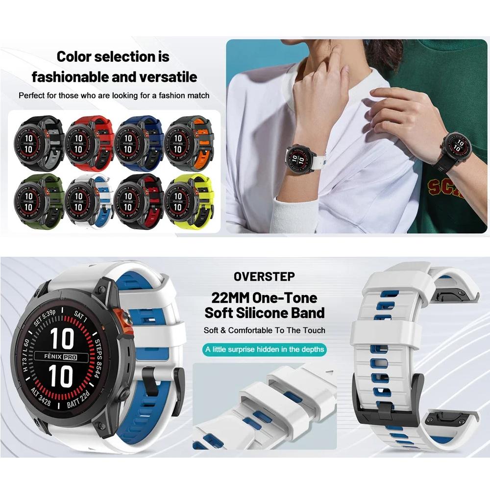 22mm 26mm Silicone QuickFit Band For Garmin Fenix7 7X 8 E 6 6X 5 5X/Epix Gen2/Instinct/Forerunner 970 Smart Sport Strap Bracelet