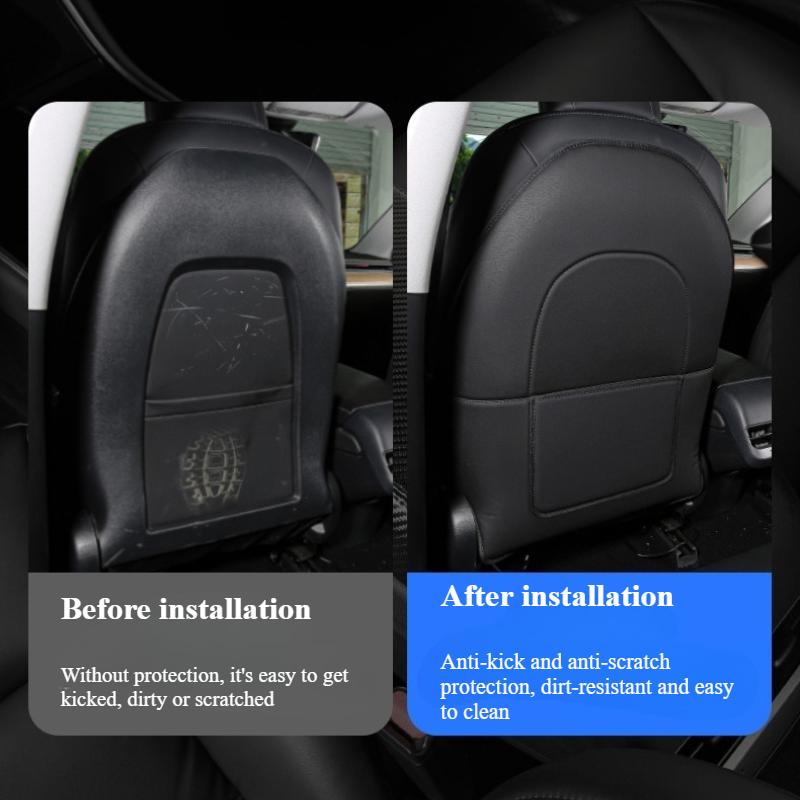 For Tesla Model 3 Highland Seatback Protector Cover Mat Model Y Juniper Seat Back Protective Child Anti-Kick Mats Napa Leather