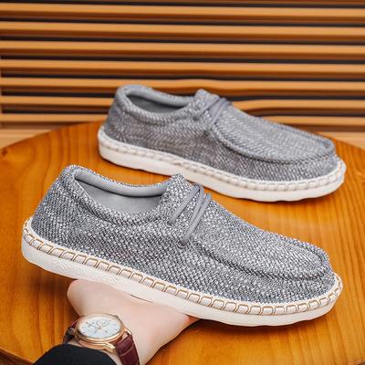 Sommer Atmungsaktive Leinen Gewebte Fischer Schuhe Slipper Leicht Rutschfest Abriebfest Herren Loafer