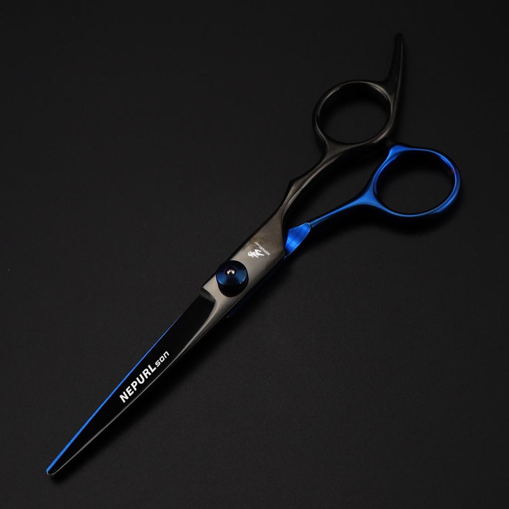 6.0 Inch Black/Blue Electroplated Hair Scissors – Straight & Thinning Barber Scissors