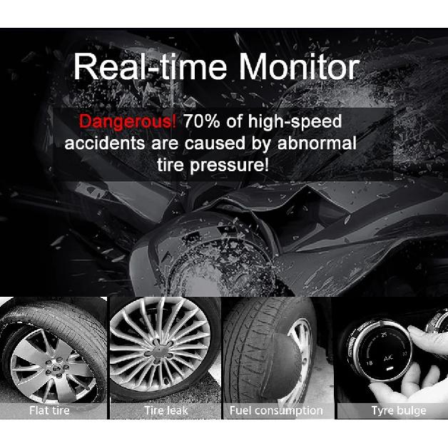 Solar TPMS Car Tire Pressure Alarm Monitor System Tyre Temp Digital Display Auto Security Alarm Systems with 4/6 sensors 8 BAR