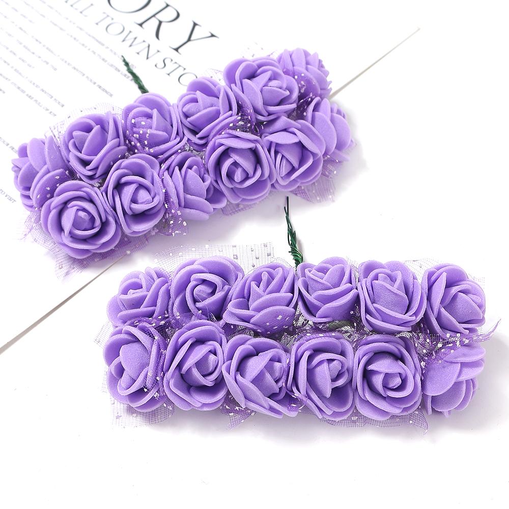12/36/60Pcs Rose Artificial Flowers Bouquet Foam Fake Flowers Wedding Decoration for Home Room Decor DIY Craft Gifts Accessory