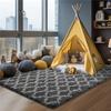Area Rug Extra Soft Rugs for Living Room, High Pile Indoor Carpet for Bedroom, Playroom, Nursery, Home Decor, Geometric, Dark Grey/White