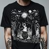 Vintage Celestial Cat TShirt Witchy Dark Cottagecore Goth Woman Man Graphic T Shirts Retro Gothic Cool Creative Cotton Tops Tee