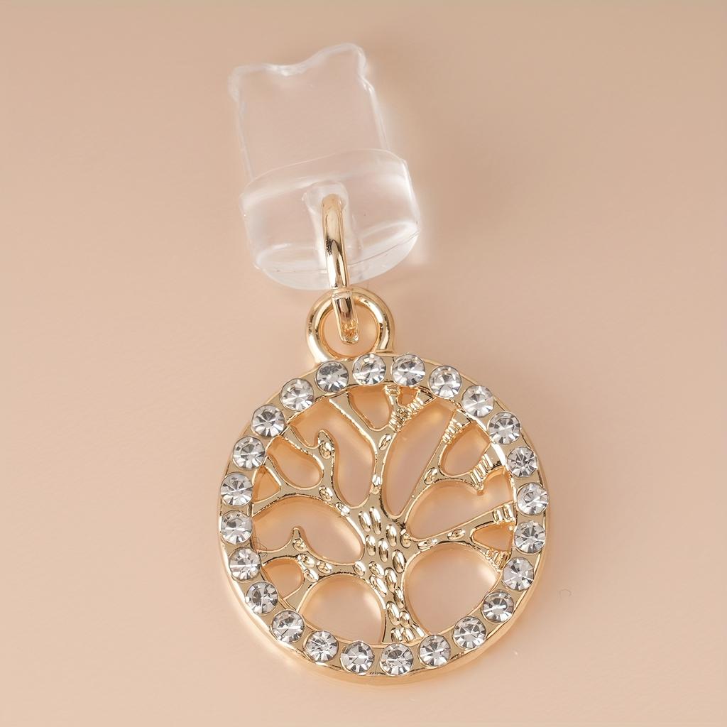 Rhinestone Small Tree Mobile Phone Dust Plug Simple Fashion Alloy Pendant Suitable for IPhone, Type-C for Android Pendant Jewelry
