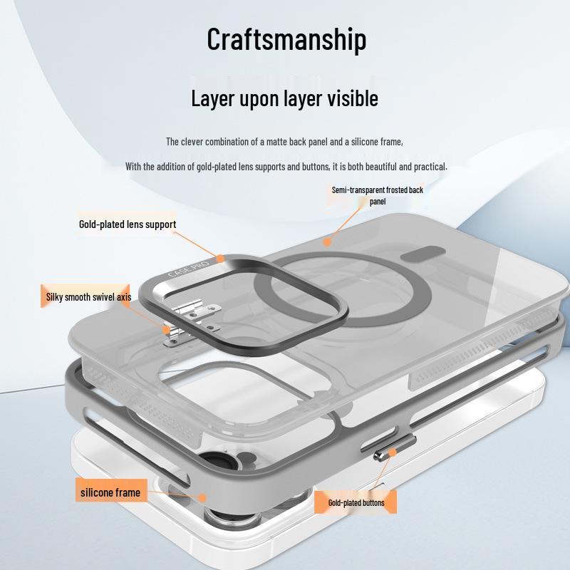 Funda Magnética para iPhone 17 Pro Max con Acabado Mate tipo Piel y Soporte, Compatible con Lente Apple 16/15/13