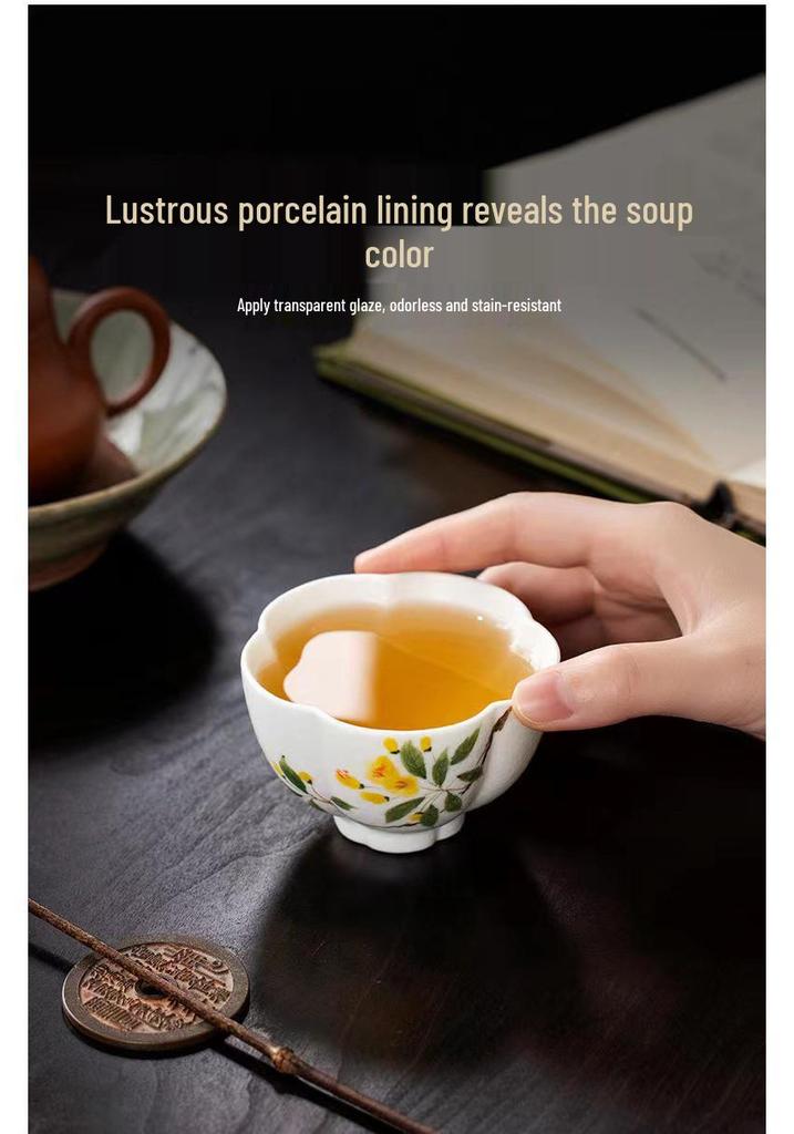 Exquisite Hand-Painted Osmanthus Ceramic Tea Cup for Personal Use