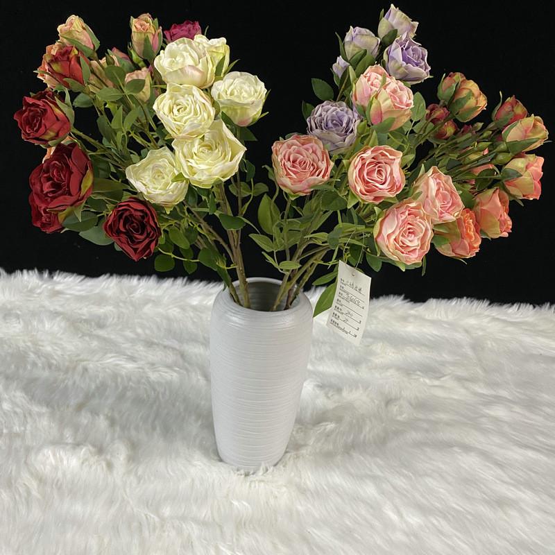 Romantic Wedding Artificial Rose Bouquet With Silk Flowers For Event Decor And Photography Props