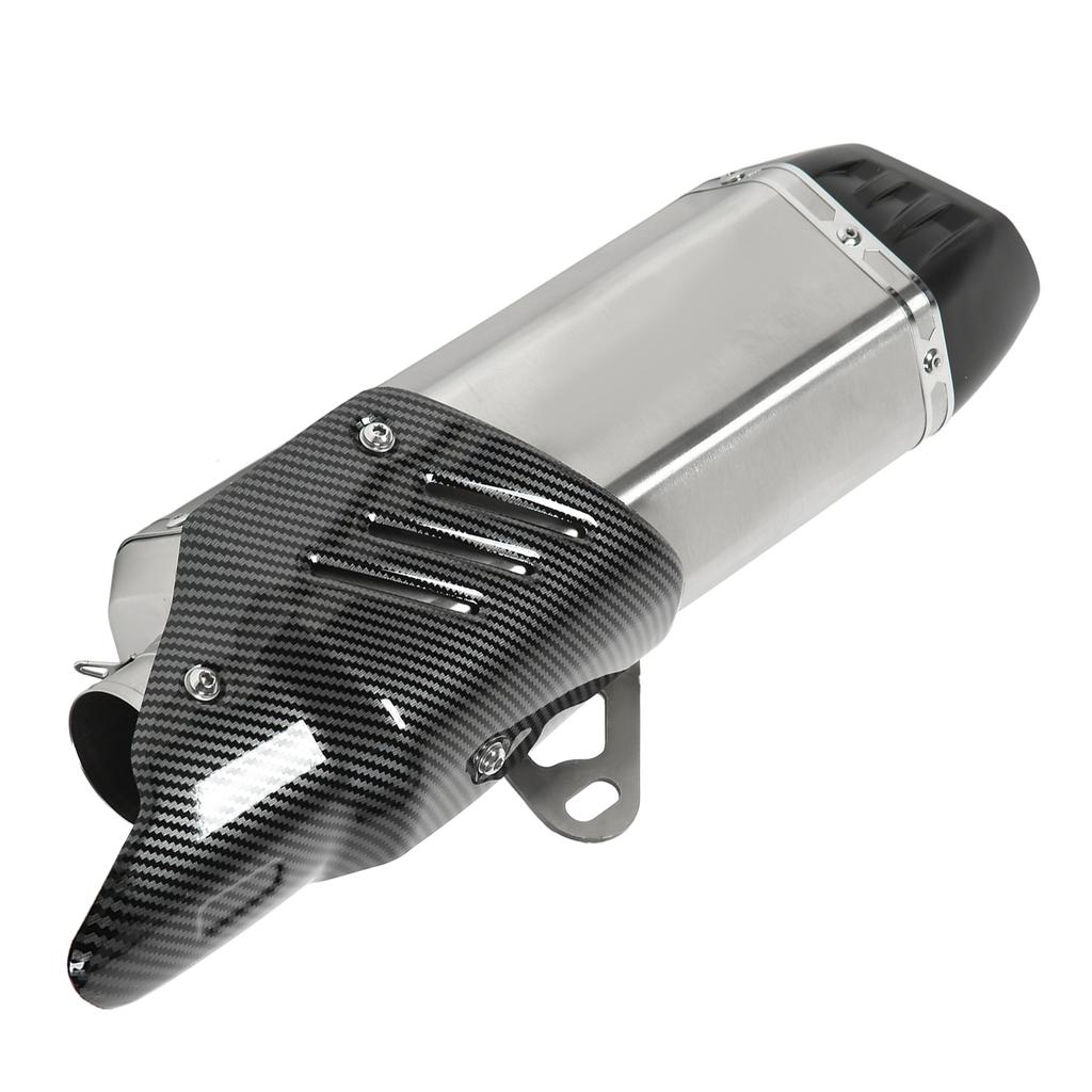 Motorcycle Exhaust Tip 304 Stainless Steel Carbon Fiber Cover Universal for 38‑51mm DiameterSilver