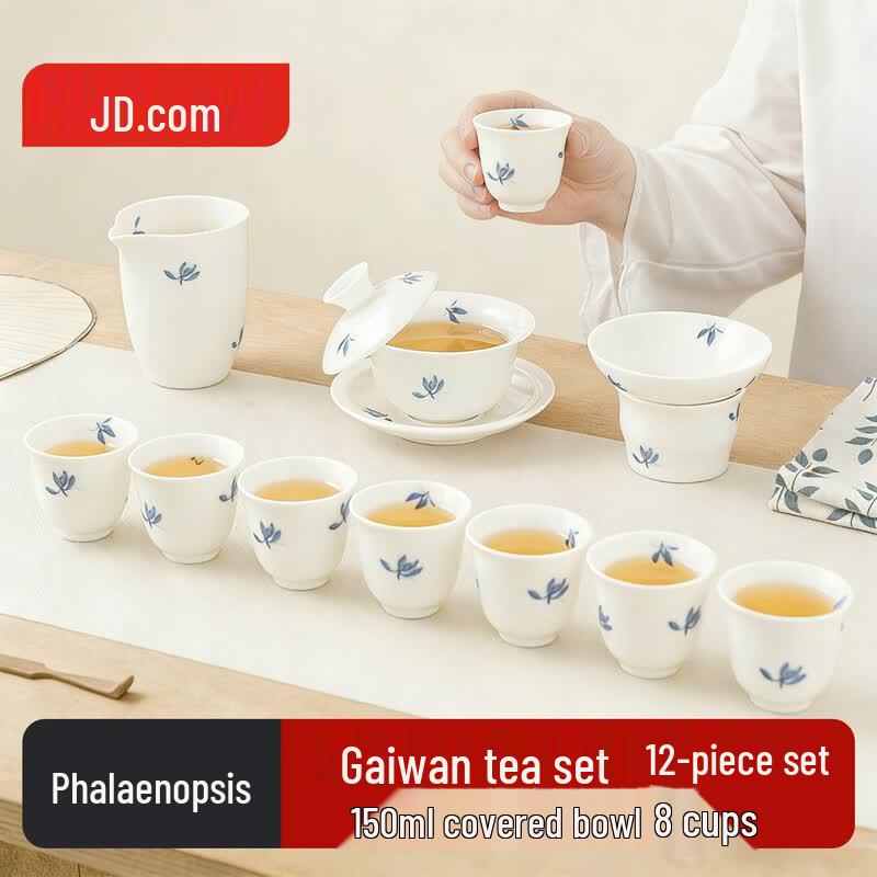 Jingdong Crafted Butterfly Orchid Ceramic Tea Set