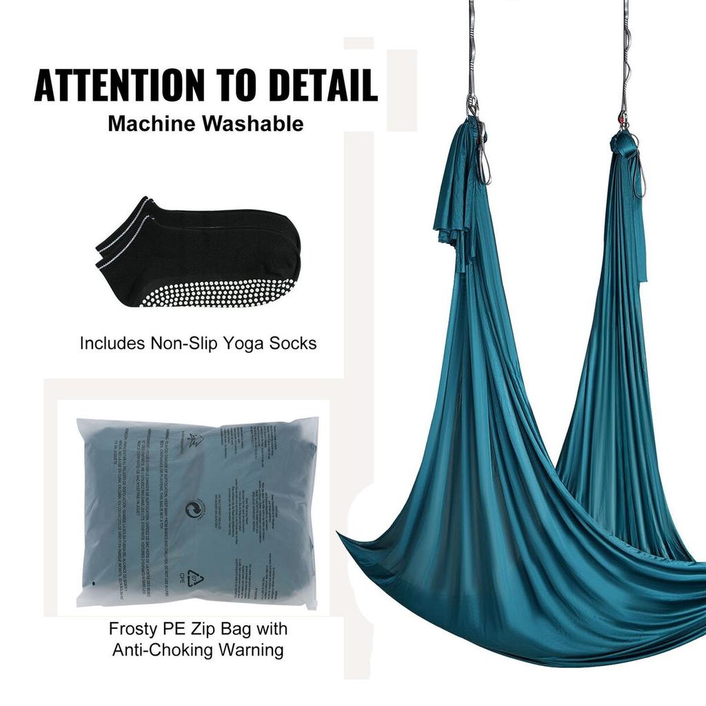 Aerial Yoga Hammock & Swing, 5.5 Yards, Aerial Yoga Starter Kit with 100gsm Nylon Fabric, Full Rigging Hardware & Easy Set-up Guide, Antigravity