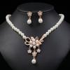 3-piece Jewelry Set, Floral Women's Pearl Earrings, Necklace Decoration Suitable for Women To Attend Parties