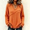 Women S Casual V Neck Long Sleeve Solid Color Shirt