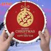 Vintage Merry Christmas Tin Sign 2D Round Metal Wall Art Reindeer Snowflakes Golden Bow Rustic Home Decor