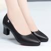 Fashion Spring New Middle-aged Women's Pumps PU Leather Soft Sole Comfortable Non-slip Mid-heel Single Shoes Mother Leather Shoes