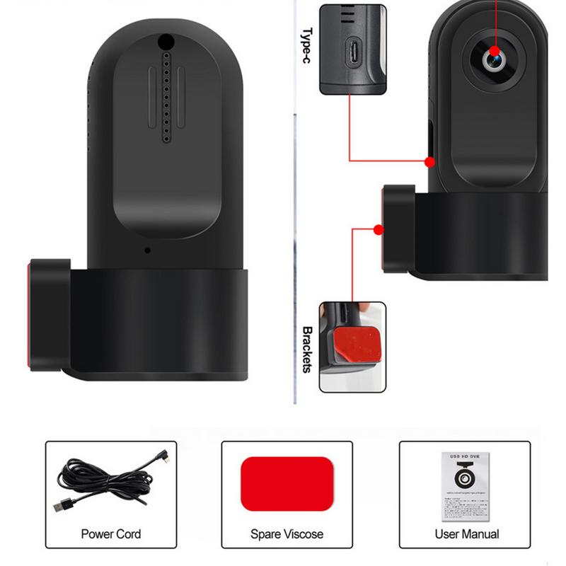 Câmera de monitoramento de carro Câmera de carro de alta definição Gravador de direção Lente ampla de 120 graus Câmera de gravador de direção de carro Monitor de parque para