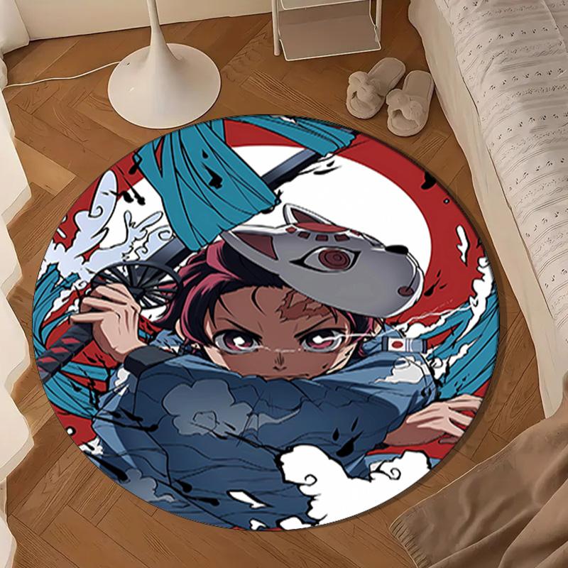 Vibrant Anime Characters Round Rug for Livingroom,Bedroom, Palyroom, Chair Rug, Area rug, Circle Carpet, Large Size Fan Christmas gift