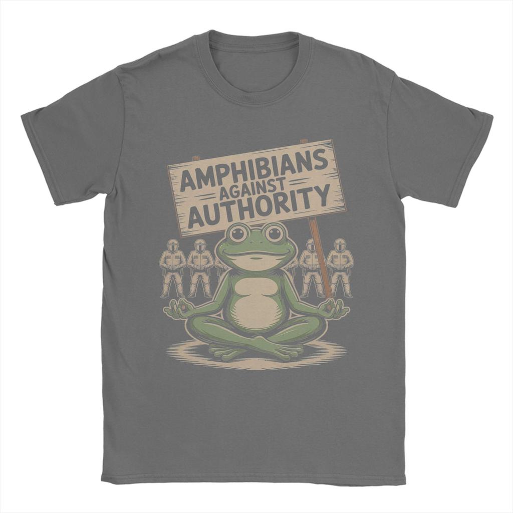Summer Amphibians Against Authority Hip Hop T Shirts Pure Cotton Tshirt for Man Y2K Fun Loose Short Sleeve Tops