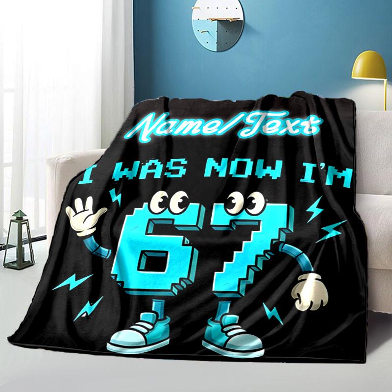1PC Custom Name Anniversary Celebration Flannel Blanket Versatile,all-season Throw Suitable for the Living Room,bedroom,camping,travel,and Gift