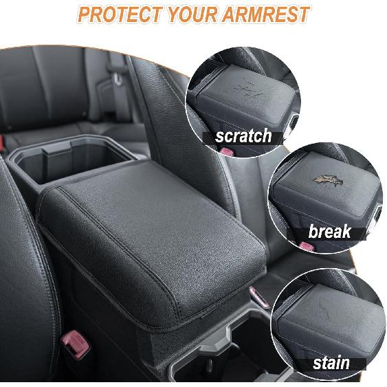 JKCOVER Compatible With 2024 2025 2026 Toyota Tacoma (4Th Gen Tacoma) Center Console Armrest Cover Accessories PU Leather Car Anti-Scratch Armrest