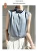 Silky Lotus Leaf Lace Collar Sleeveless Top for Women - Spring/Summer Fashion Layering Essential
