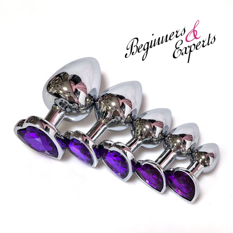 Stainless Steel Anal Plug Heart Shape 5 Sizes Crystal Anal Plug Removable Butt Plug Stimulator Anal Sex Toys Prostate Massager