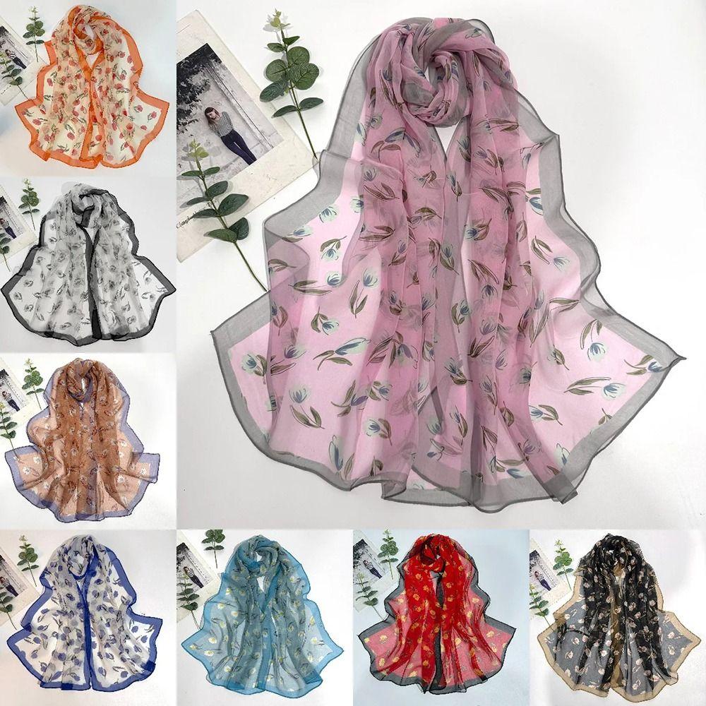 1Pcs Chiffon Georgette Silk Scarf Elegant Bandana Scarf Durable Headband Shawl Summer Beach