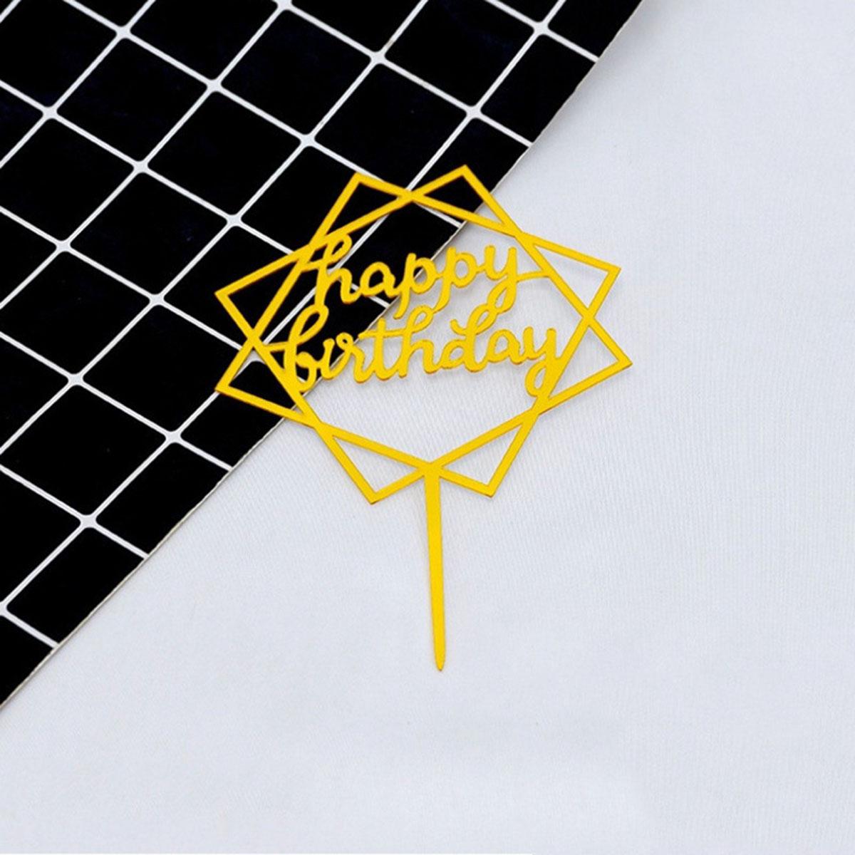 

10 шт., разноцветные фигурки на торт «С Днем Рождения», черные золотые фигурки на торт, украшения на детский праздник, день рождения, флажки для торта