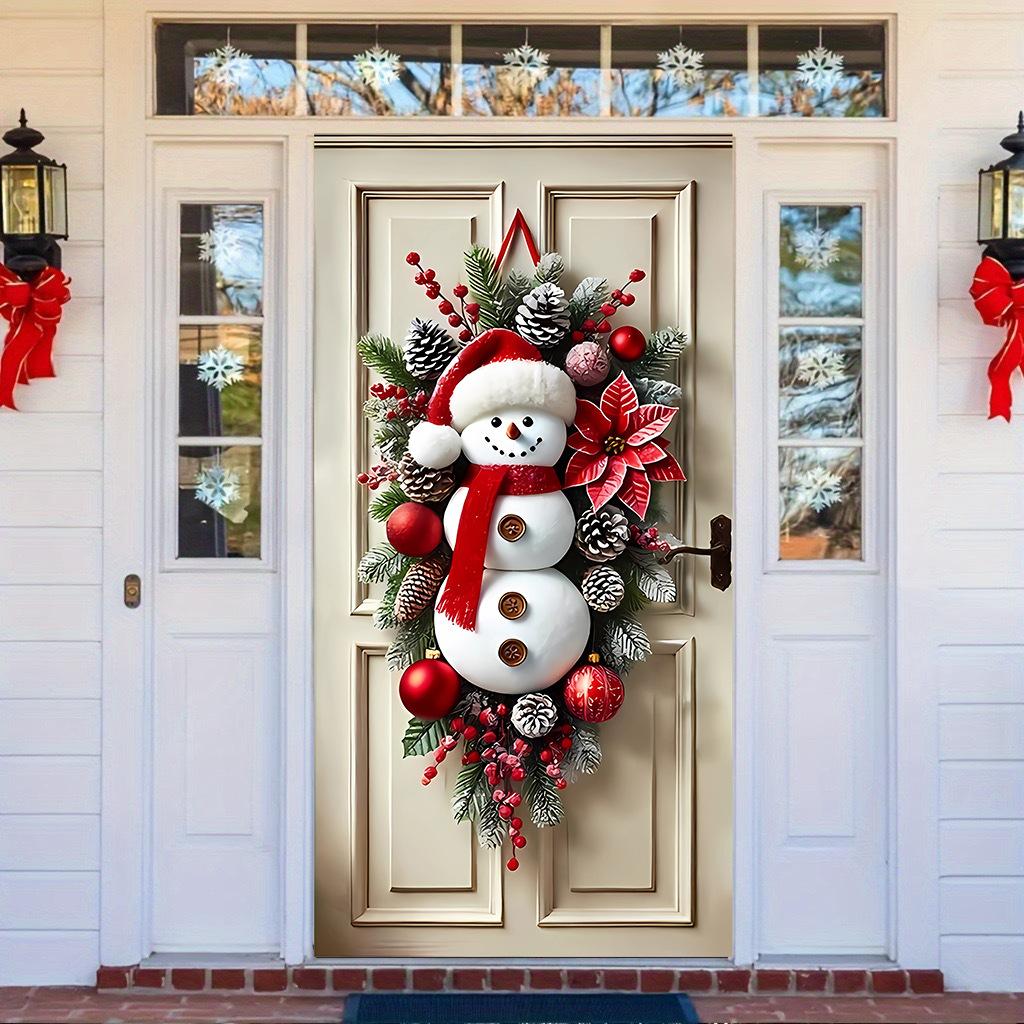 Christmas Door Hangers Snowman Theme Holiday Party Decorations Popular Door Frames And Banners For Festive Home Decoration