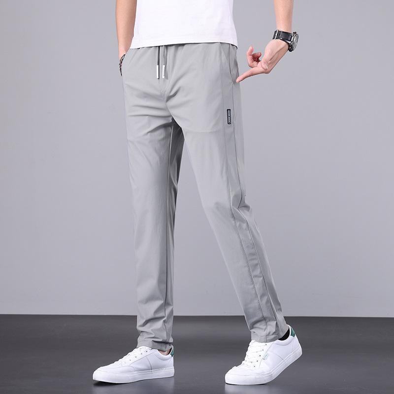 Pantaloni de afaceri elastici cu picior drept pentru bărbați, de primăvară și toamnă - Modă pentru tineret, culoare uni