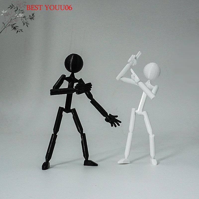 (YOUU06)Multi-Jointed Multi Joint Stickman Toy Movable 3D Printing Printed Mannequin Novelty Action Figure Stickman Assembled Ro