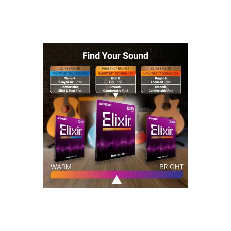 Elixir Acoustic Guitar Strings NANOWEB Phosphor Bronze Light .012-.053 #16052 [Domestic Genuine Product]