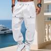 Mens Loose Fit Thick Fleece Cargo Sweatpants Outdoor Casual