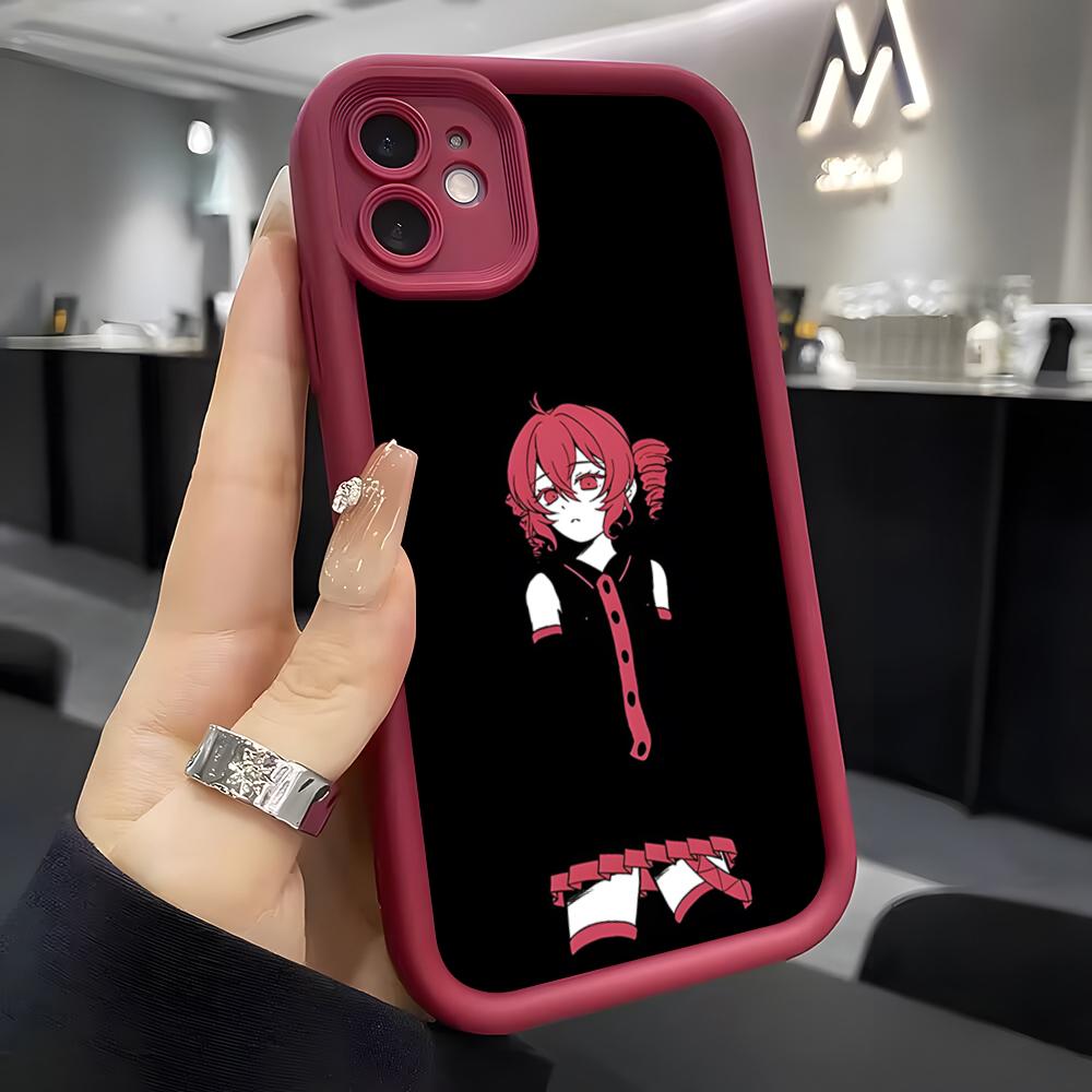 K-Kasane Teto Telefoonhoesje Voor IPhone Air 17 Pro Max 16 E 15 14 Pro Max 13 12 11 Mini Plus Zacht Siliconen Wijnrood Hoesje