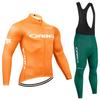 Orange Cycling Jersey Team Autumn 2026 Breathable Cycling Suit Set Bike Jacket Pants Men Thermal Fleece Ropa Ciclismo MTB Road Bicycle Clothing