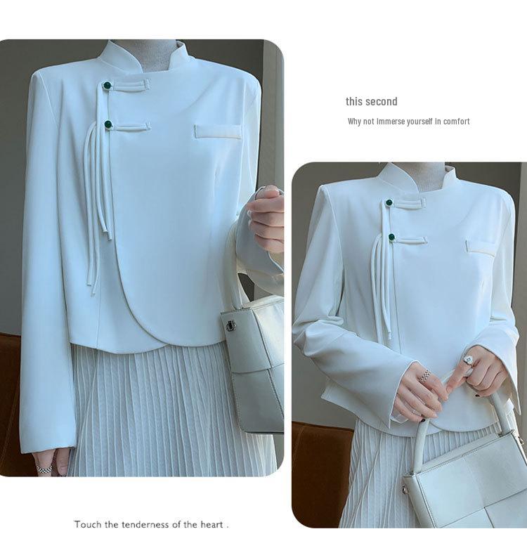 2024 Early Spring Chinese Style Silk Satin Petite Suit Jacket