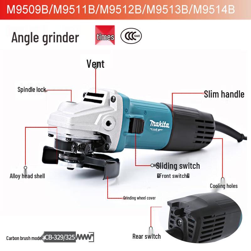 Makita Corded Angle Grinder CN plug (adapter included)