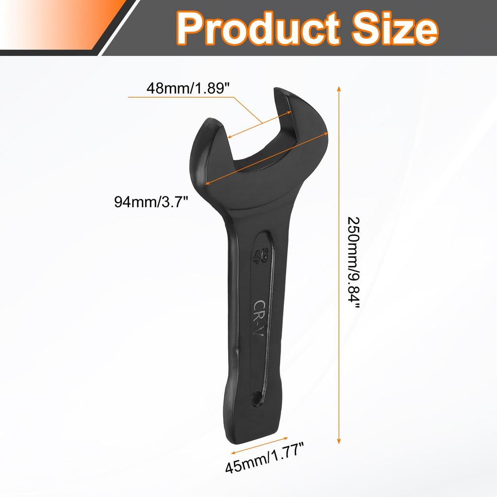 uxcell Striking 48mm Metric Steel Single Open Baking Paint Hand Tool for Machinery and Automotive Repair Open-End Wrench, CR-V Spanner, U-Head Wrench,