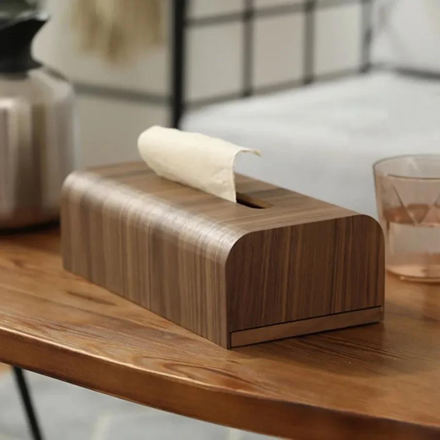 Living Room Tissue Box Walnut Wood Tissue Case Napkin Holder Paper Box Table Desktop Storage Box Wood Entoilet Paper Case