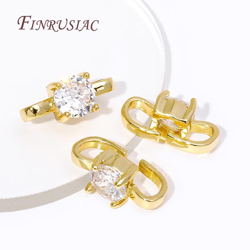 18K Gold Plated 3 Shape Clasps Connectors Zircon Crystal Bracelet Buckle Connector For Jewelry Making DIY Necklace Accessories