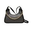 Simple Solid Color Women's Shoulder Bag Commuter Chain Tote Trendy Bent Moon Bag Cute Animal Printing Design Large Capacity