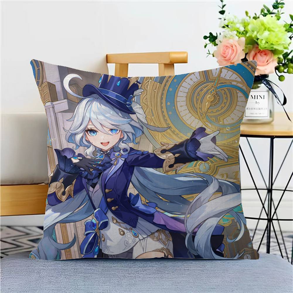 Anime Game Genshin Impact Furina Cushion Cover Inches Farmhouse Decor Home Throw Pillow Covers for Couch Decorations